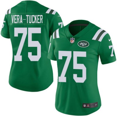 Nike New York Jets #75 Alijah Vera-Tucker Green Women's Stitched NFL Limited Rush Jersey
